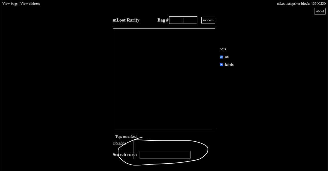 Historical mLoot rarity lookup interface